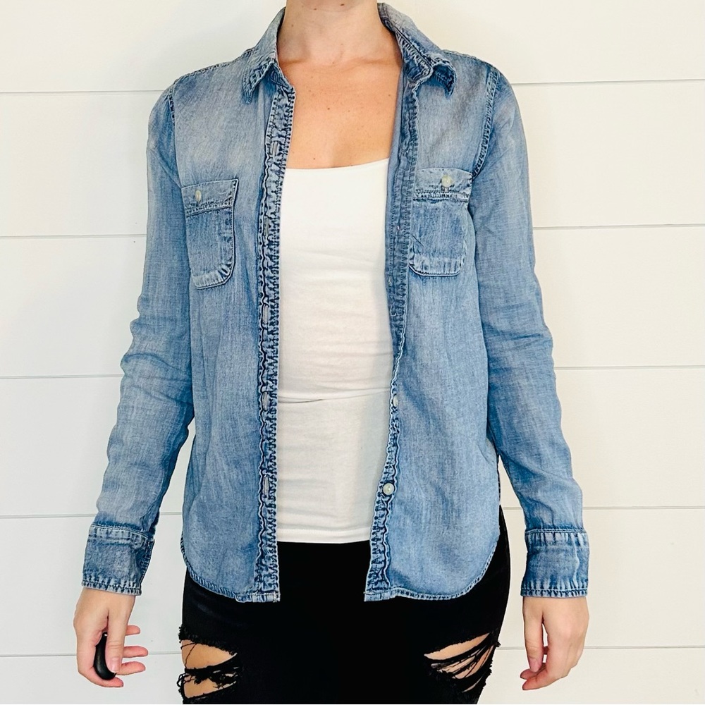 Mudd Blue Chambray Denim Button-Down Shirt